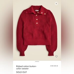 Ribbed Cotton Button Collar Sweater